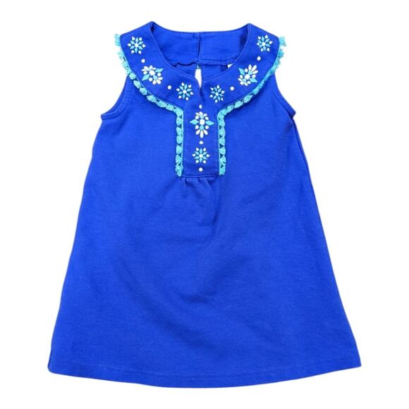 Gymboree Blue Aqua Turquoise Embroidery A Line Shiff Drees Little Girls Size 4 - Picture 6 of 6
